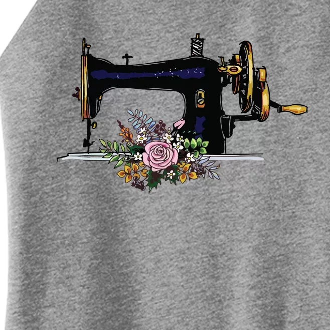 Flower Sewing Machine Funny Quilting Lover Gift Women’s Perfect Tri Rocker Tank