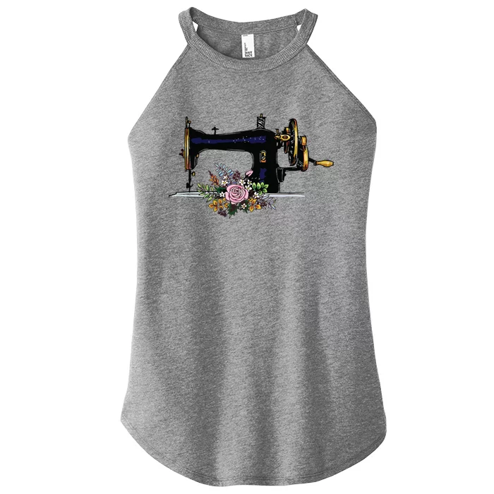 Flower Sewing Machine Funny Quilting Lover Gift Women’s Perfect Tri Rocker Tank