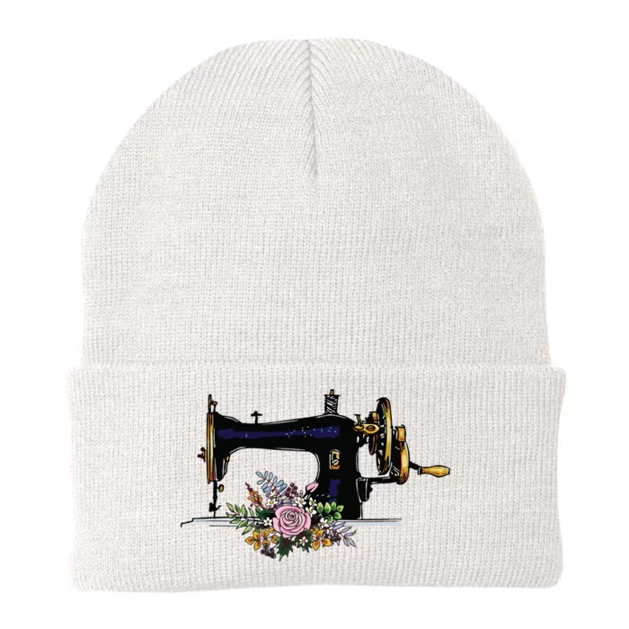 Flower Sewing Machine Funny Quilting Lover Gift Knit Cap Winter Beanie