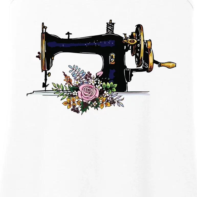 Flower Sewing Machine Funny Quilting Lover Gift Ladies Essential Tank