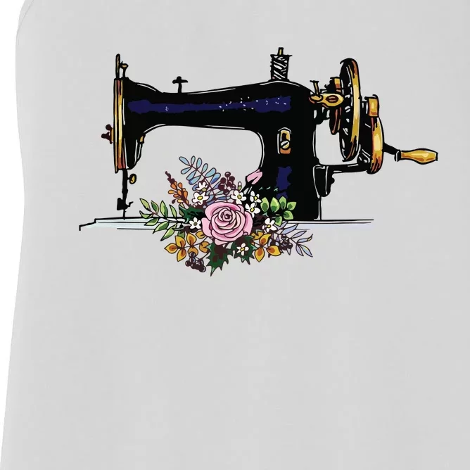 Flower Sewing Machine Funny Quilting Lover Gift Women's Racerback Tank