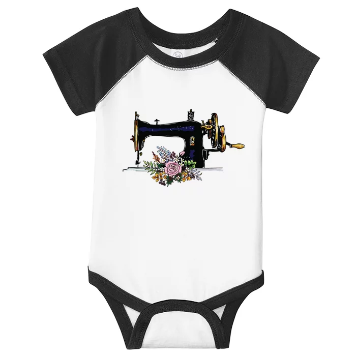 Flower Sewing Machine Funny Quilting Lover Gift Infant Baby Jersey Bodysuit