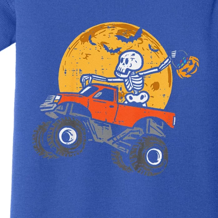 Funny Skeleton Monster Truck Moon Candy Halloween Baby Bodysuit