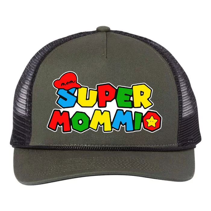 Funny Super Mommio Mother's Day Gamer Retro Rope Trucker Hat Cap