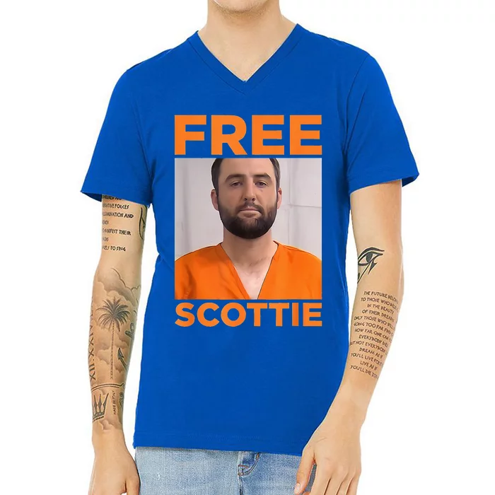 Free Scottie Mug Shot Funny Saying Humour V-Neck T-Shirt