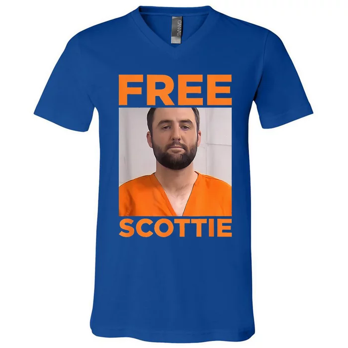 Free Scottie Mug Shot Funny Saying Humour V-Neck T-Shirt