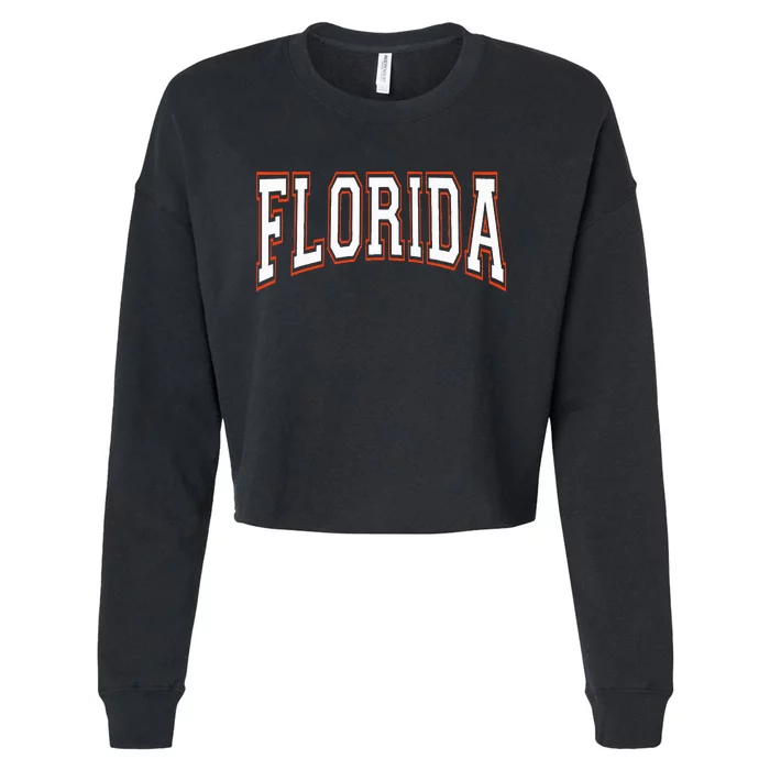 Florida State Map Typography Design Cropped Pullover Crew