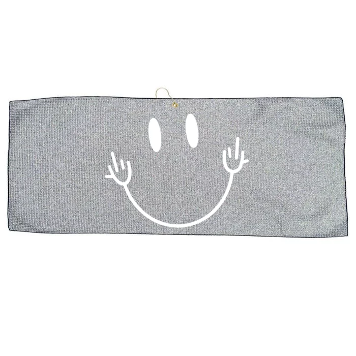 Funny Smiley Middle Finger Smile Face Large Microfiber Waffle Golf Towel