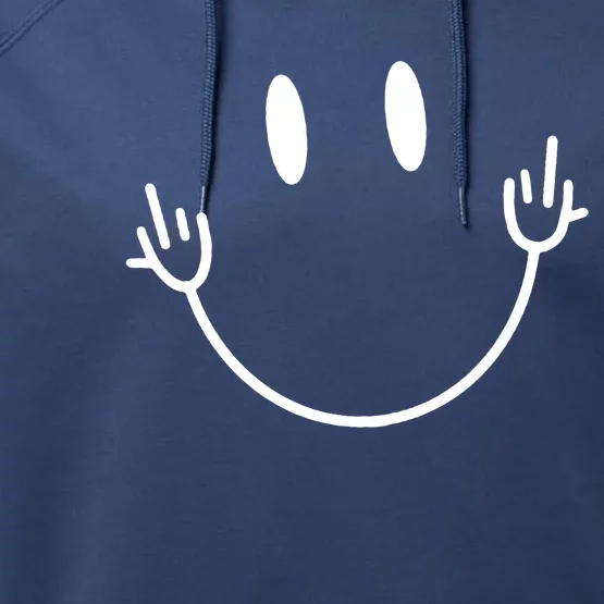 Funny Smiley Middle Finger Smile Face Performance Fleece Hoodie