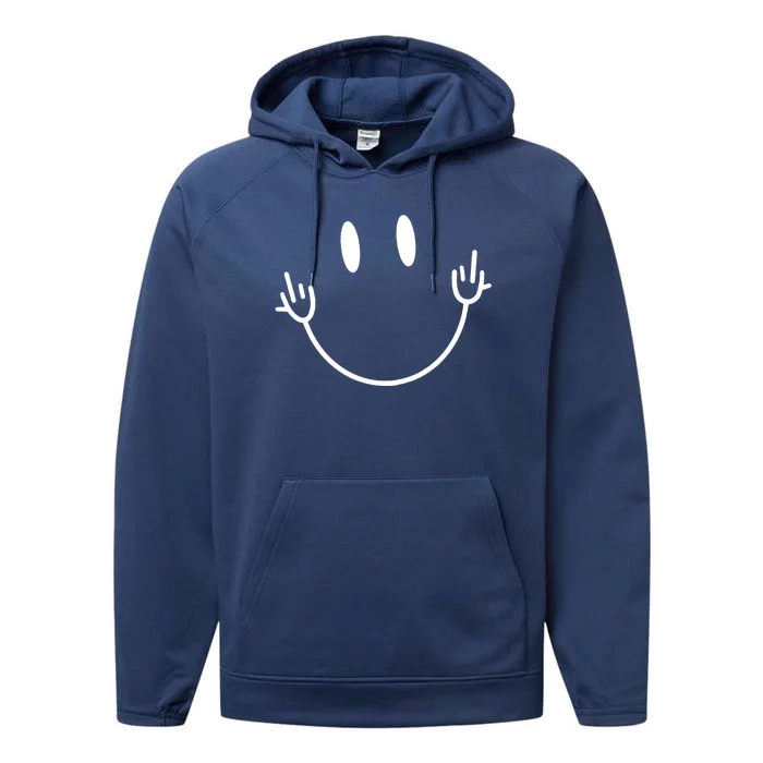 Funny Smiley Middle Finger Smile Face Performance Fleece Hoodie