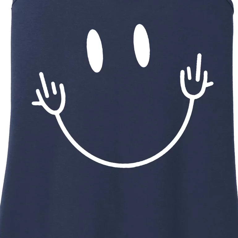 Funny Smiley Middle Finger Smile Face Ladies Essential Tank