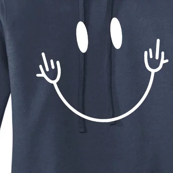 Funny Smiley Middle Finger Smile Face Women's Pullover Hoodie