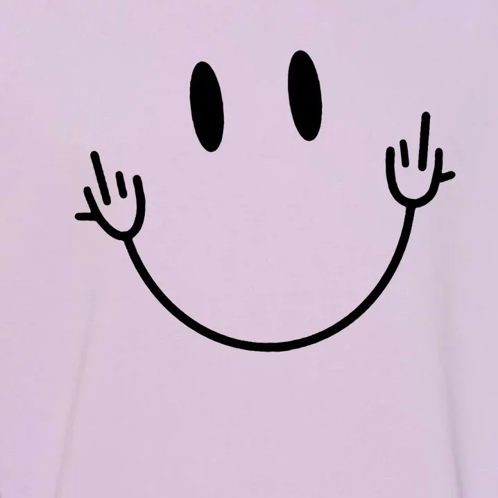 Funny Smiley Middle Finger Smile Face Garment-Dyed Sweatshirt