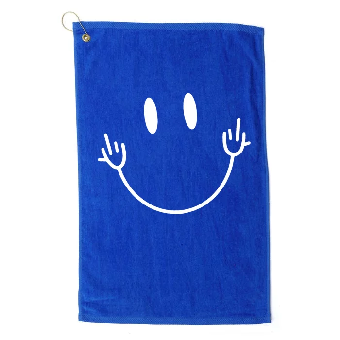 Funny Smiley Middle Finger Smile Face Platinum Collection Golf Towel