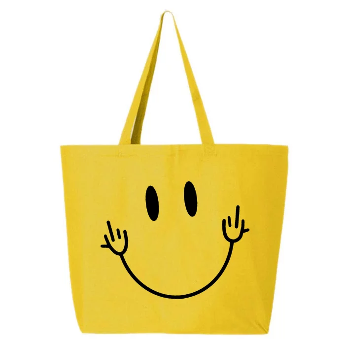 Funny Smiley Middle Finger Smile Face 25L Jumbo Tote