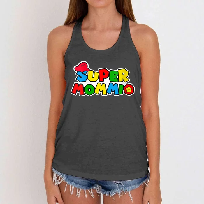 Funny Super Mommio Mother's Day Gamer Women's Knotted Racerback Tank