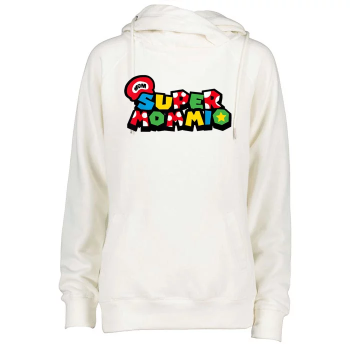 Funny Super Mommio Mother's Day Gamer Womens Funnel Neck Pullover Hood