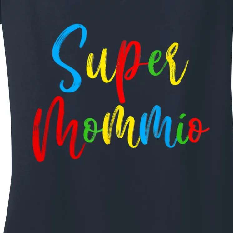 Funny Super Mommio Mother's Day Gamer Women's V-Neck T-Shirt