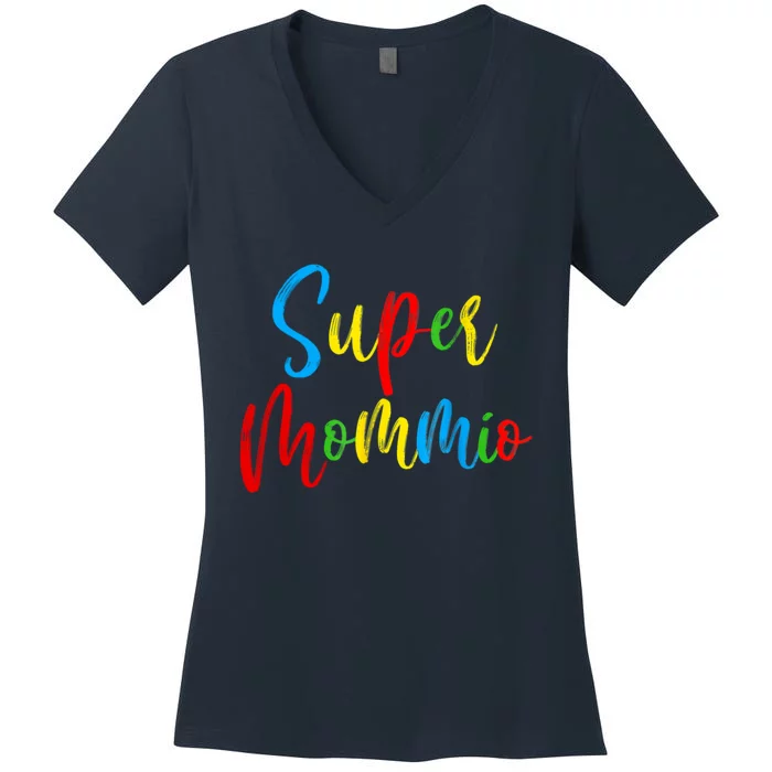 Funny Super Mommio Mother's Day Gamer Women's V-Neck T-Shirt