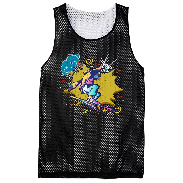 Funny Ski Mountain Ski Sport Gift Mesh Reversible Basketball Jersey Tank