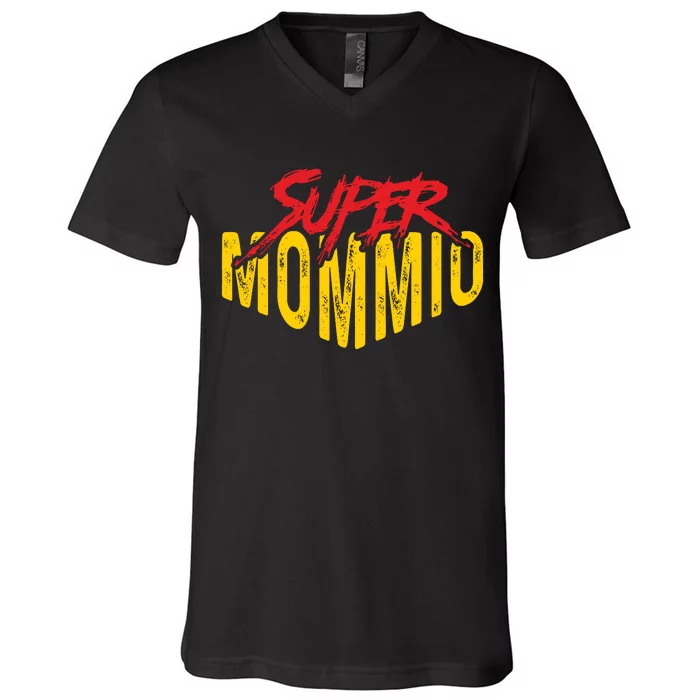 Funny Super Mommio Mothers Day Gamer V-Neck T-Shirt