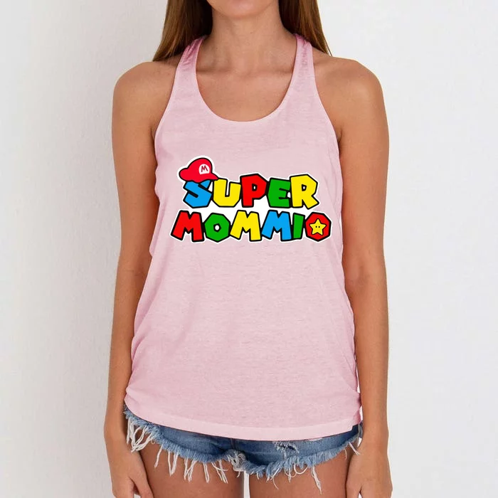 Funny Super Mommio Mother's Day Women's Knotted Racerback Tank