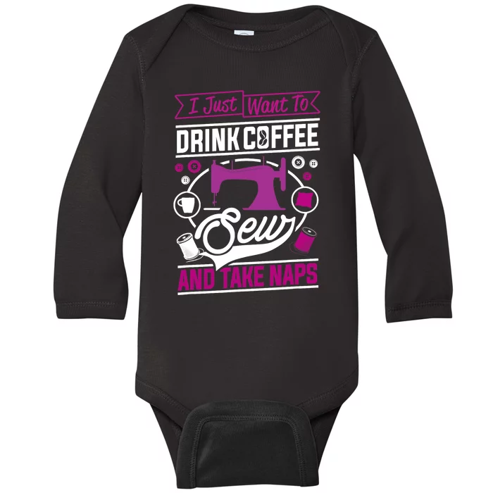 Funny Sewing Machine Sewing Fabric Gift Baby Long Sleeve Bodysuit