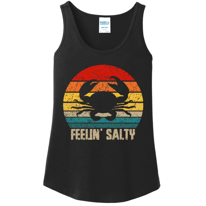 Feelin Salty Maryland Crab Sunset Graphic Ladies Essential Tank