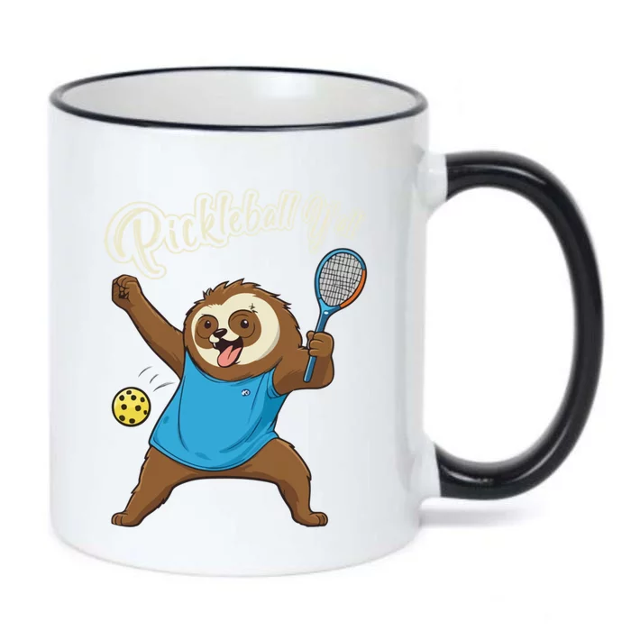 Funny Sloth Mode Pickleball Player Gift Black Color Changing Mug