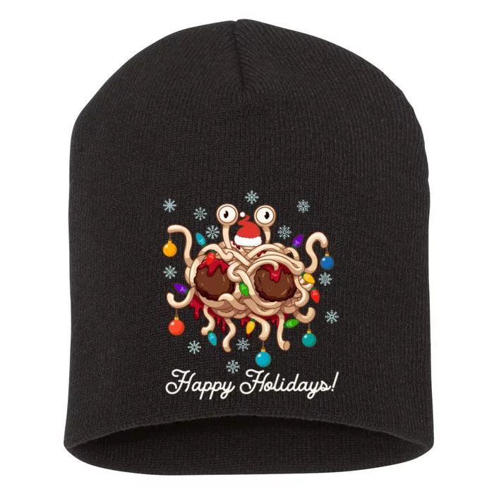 Flying Spaghetti Monster Fsm Christmas Happy Holidays Short Acrylic Beanie