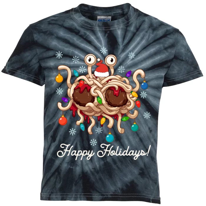 Flying Spaghetti Monster Fsm Christmas Happy Holidays Kids Tie-Dye T-Shirt