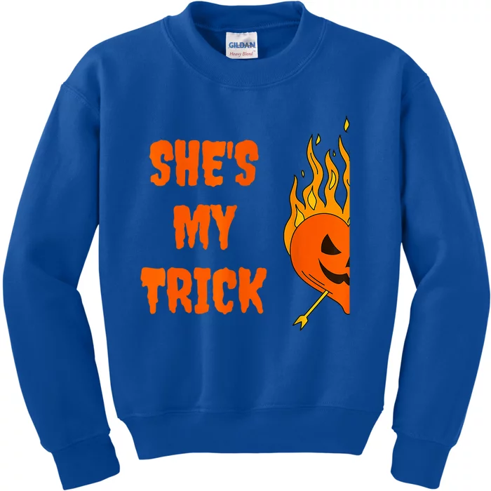 Funny She My Trick Cool Heart Love Halloween Spooky Season Gift Kids Sweatshirt