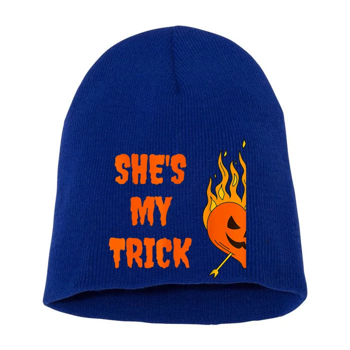 Funny She My Trick Cool Heart Love Halloween Spooky Season Gift Short Acrylic Beanie