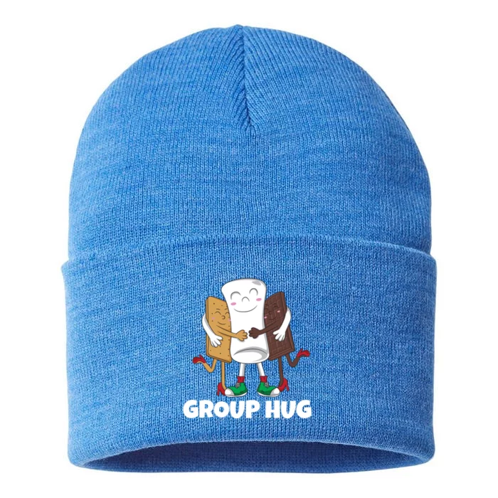 Funny Smores Marshmallow Chocolate Camping Group Hug Cool Gift Sustainable Knit Beanie