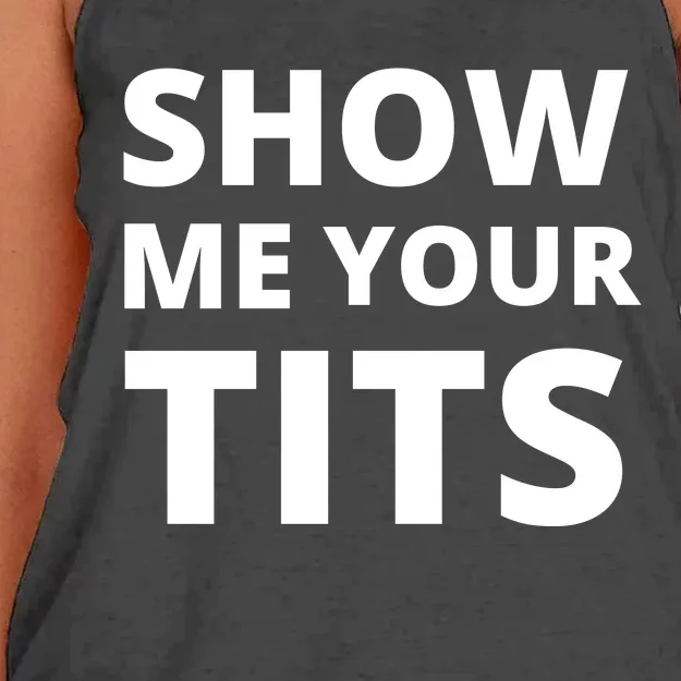 Funny Show Me Your Tits Party Shirt Women's Knotted Racerback Tank