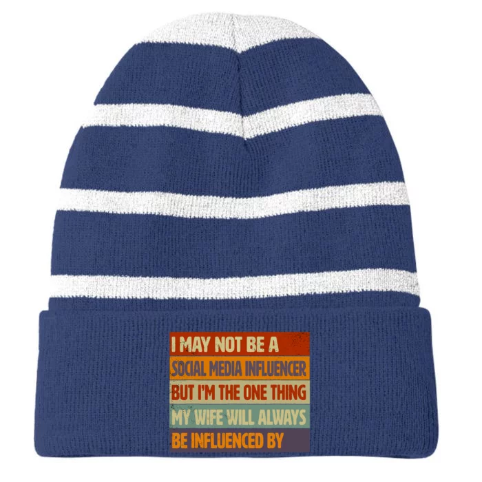 Funny Social Media Influencer Love Husband Internet Striped Beanie with Solid Band