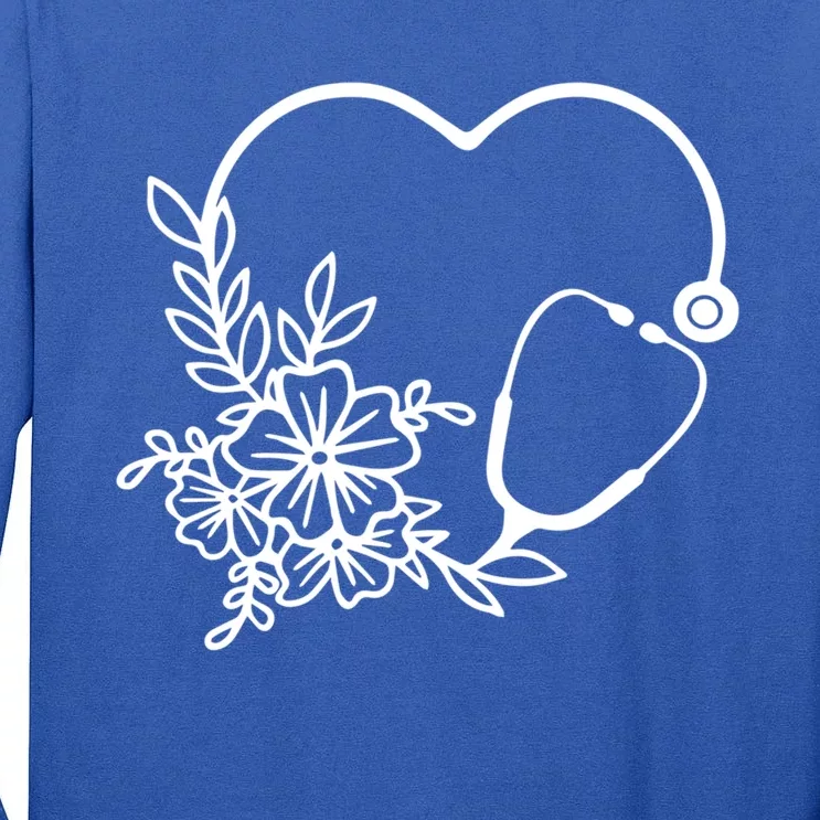 Floral Stethoscope Medical Instruts Health Workers Gift Tall Long Sleeve T-Shirt