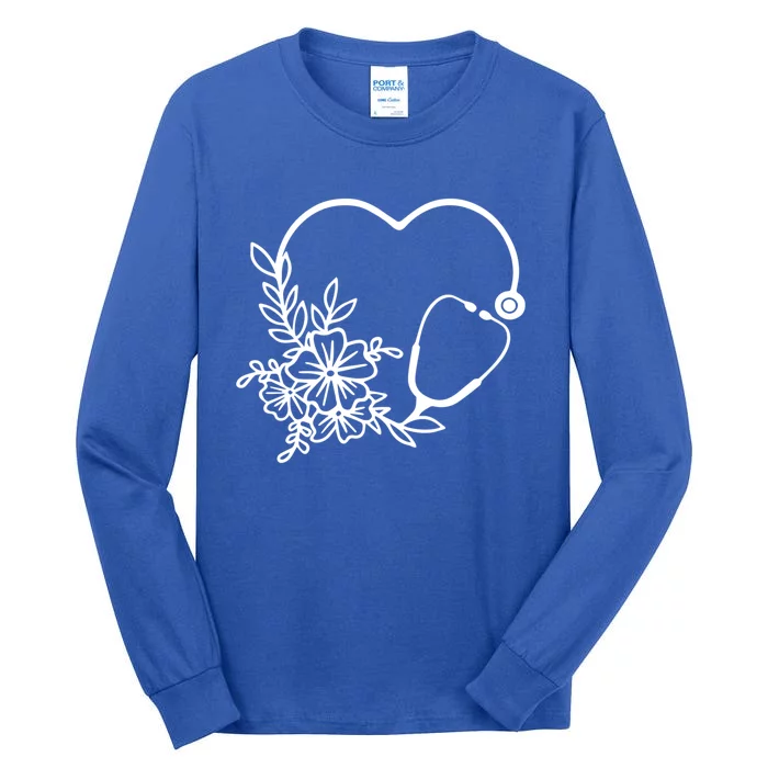 Floral Stethoscope Medical Instruts Health Workers Gift Tall Long Sleeve T-Shirt