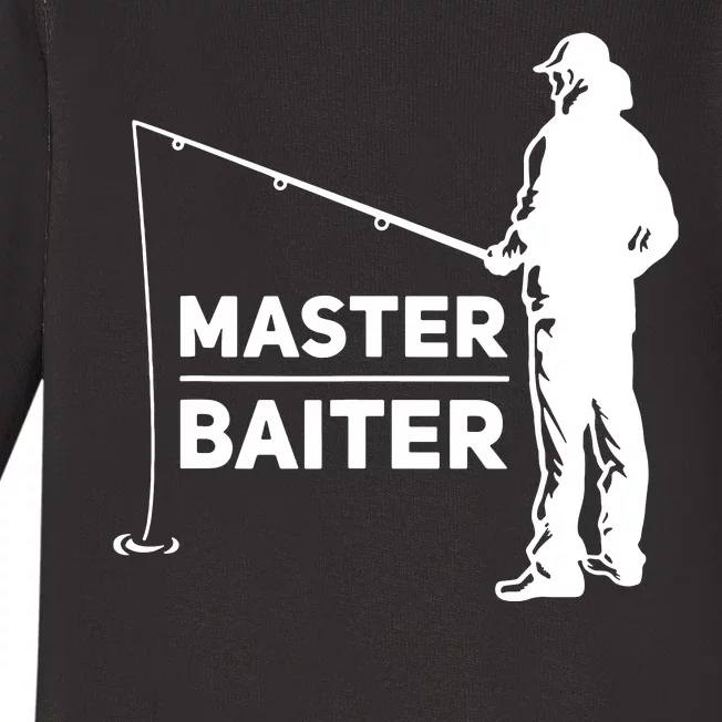 Funny Saying Master Baiter Fishing Fishermen Baby Long Sleeve Bodysuit