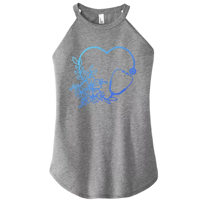 Floral Stethoscope Medical Instruts Health Workers Gift Women’s Perfect Tri Rocker Tank