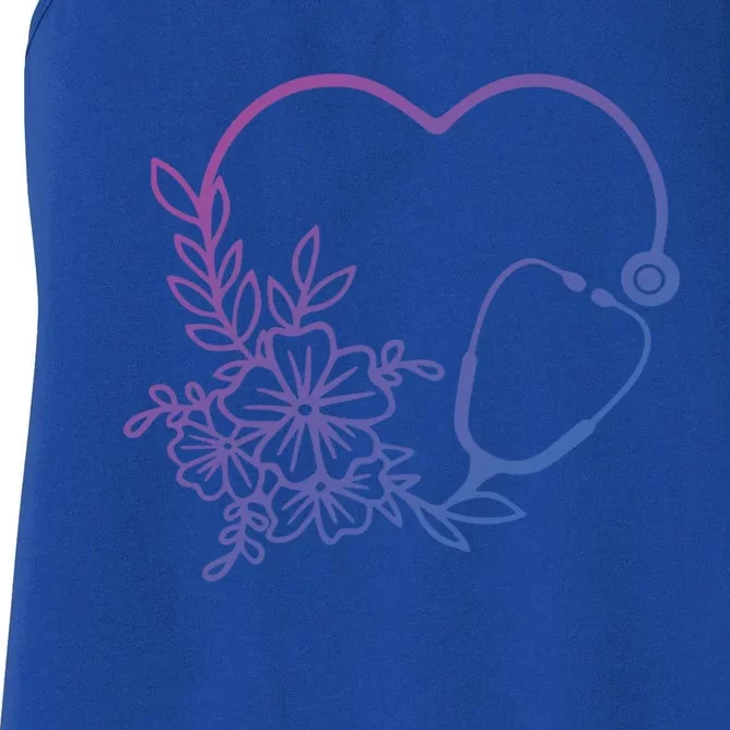 Floral Stethoscope Medical Instruts Health Workers Gift Women's Racerback Tank