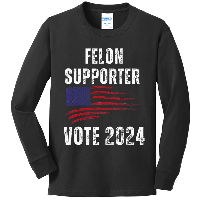 Felon Supporter Meme Voting Humor Make Your Vote Count Kids Long Sleeve Shirt