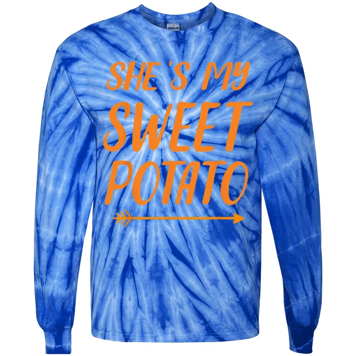 Funny Shes My Sweet Potato For Matching Couple Thanksgiving Tie-Dye Long Sleeve Shirt