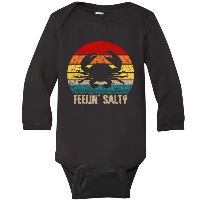 Feelin Salty Maryland Crab Sunset Graphic Baby Long Sleeve Bodysuit