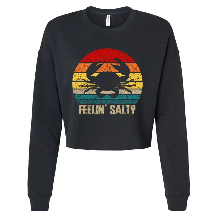 Feelin Salty Maryland Crab Sunset Graphic Cropped Pullover Crew