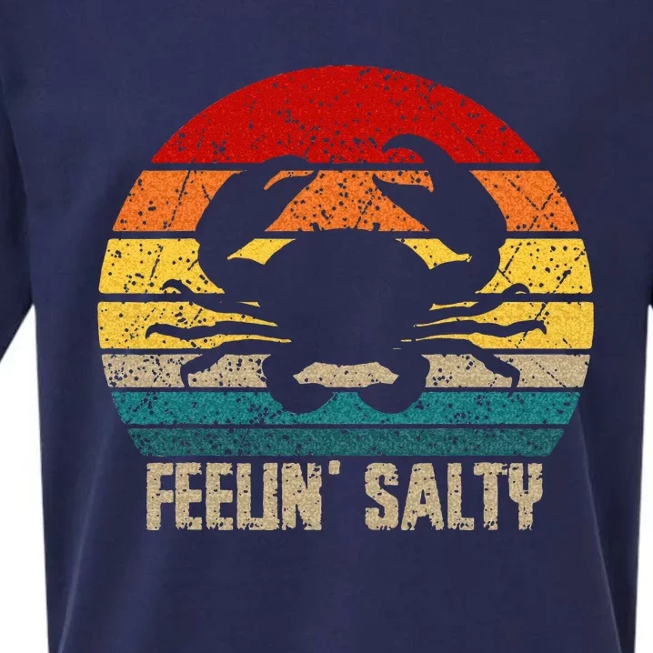 Feelin Salty Maryland Crab Sunset Graphic Sueded Cloud Jersey T-Shirt