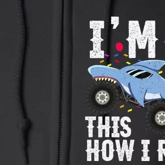 Funny Shark Monster Truck 4th 2015 Birthday Full Zip Hoodie