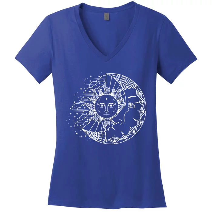 Funny Sun Moon Astrology Astronomer Astronomy Gift Women's V-Neck T-Shirt