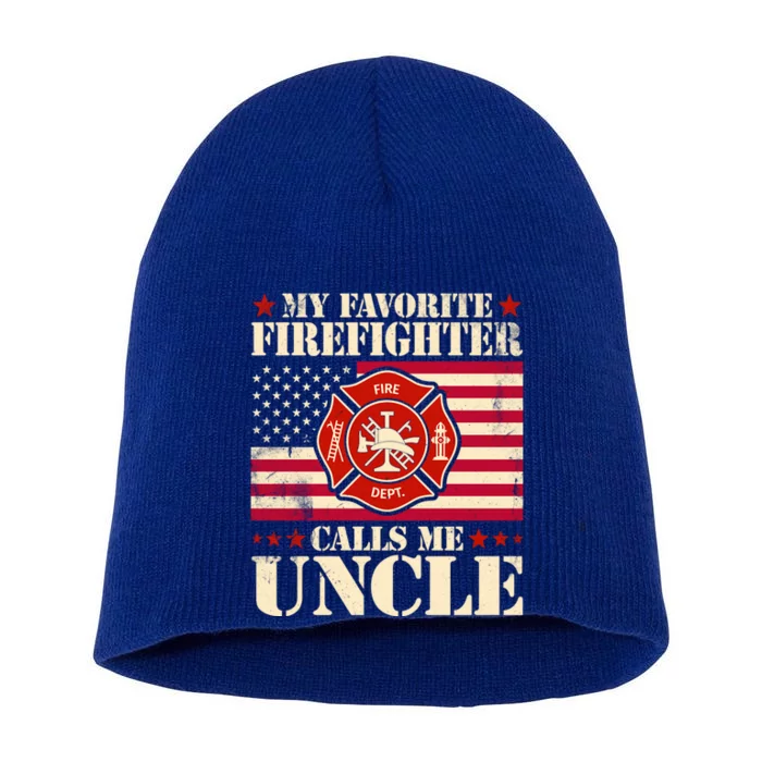 Fire Saying My Favorite Firefighter Calls Me Uncle Great Gift Short Acrylic Beanie