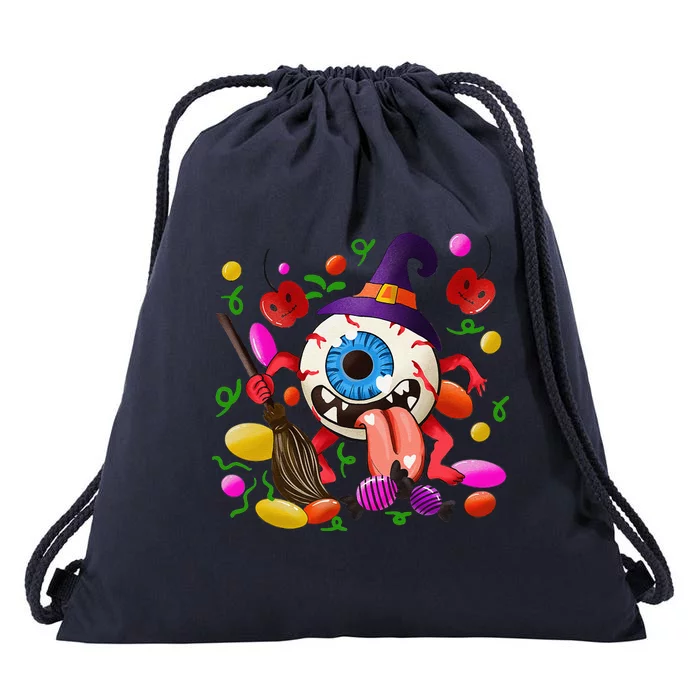 Funny Scary Monster Eyeball Face Halloween Drawstring Bag